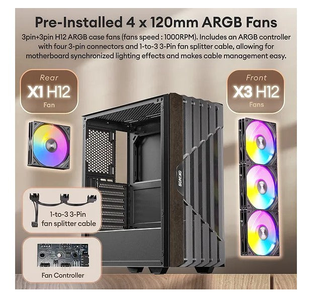 OKINOS Cypress P5 ARGB Oak Wood Trim ATX