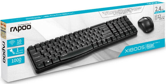 RAPOO X1800S 2.4GHz Wireless Optical Keyboard Mouse Combo Black