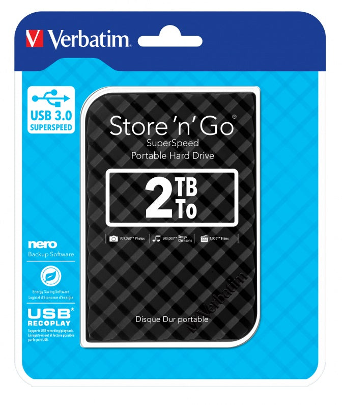 Verbatim 2TB 2.5" USB 3.0 Black Store'n'Go HDD