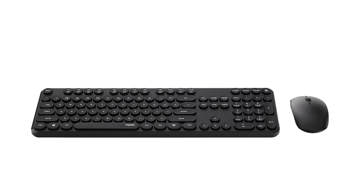 RAPOO Wireless Stylish, Spill-Resistant, Retro Style Round Key, 1000DPI, 2.4G Connection